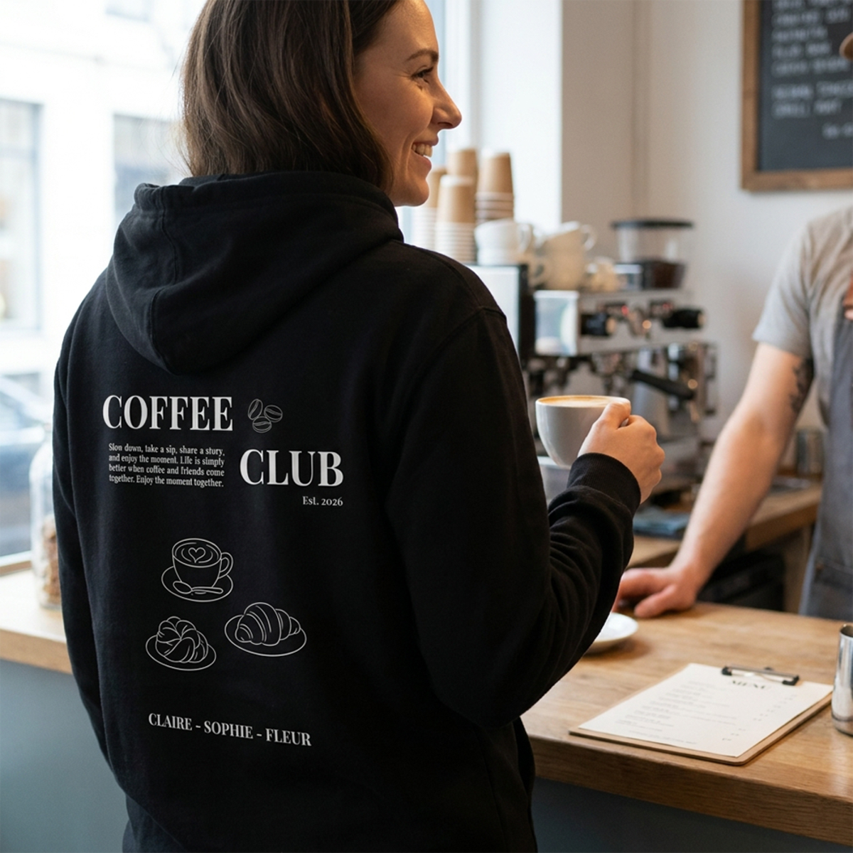 Hoodie achterkant coffee club Hoodie achterkant coffee club