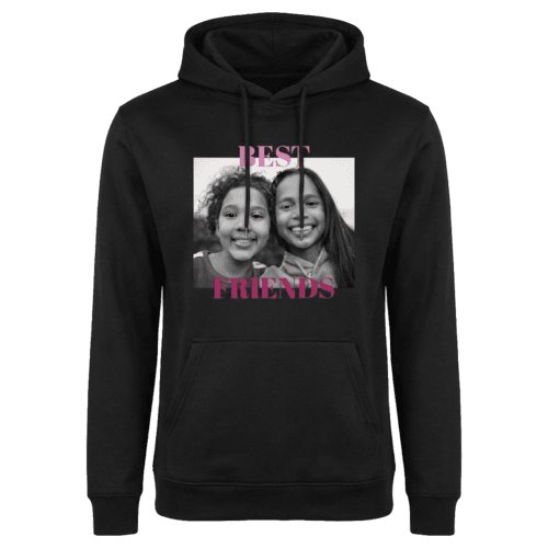 Zwarte hoodie bedrukken – zwarte unisex hoodie met eigen ontwerp op de voorzijde