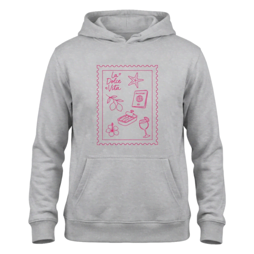 Grijze hoodie bedrukken – grijze unisex hoodie met gepersonaliseerde opdruk voorzijde