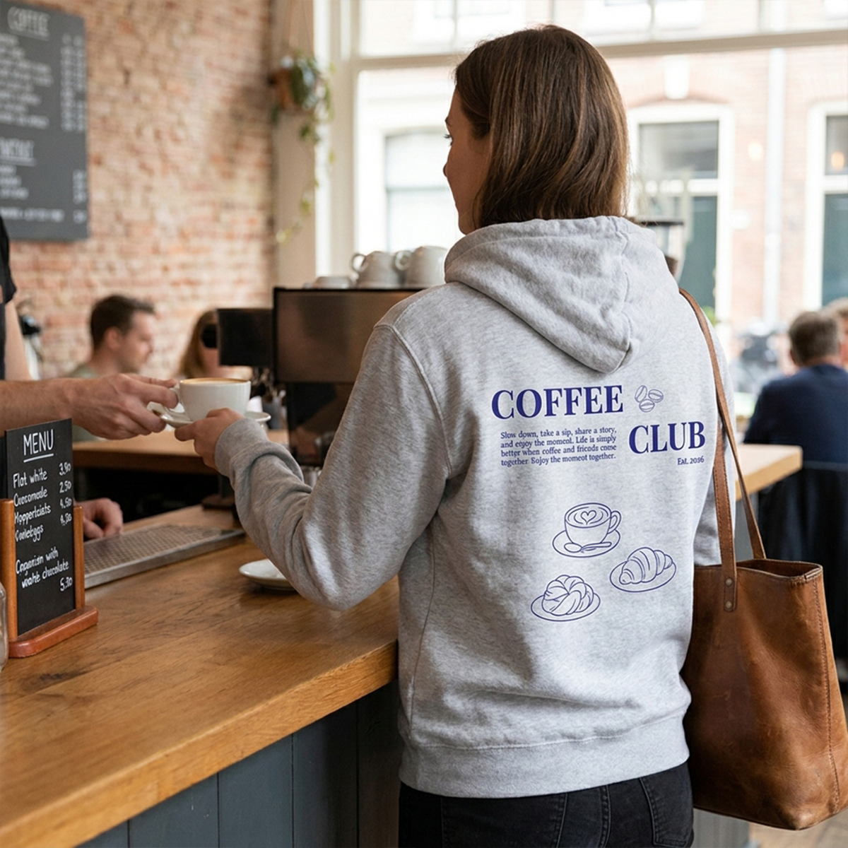 Grijze hoodie coffee club Grijze hoodie coffee club