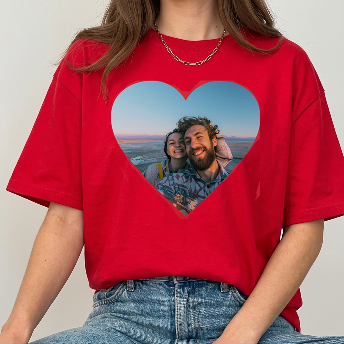 Rood t-shirt hart bedrukt Rood t-shirt hart bedrukt