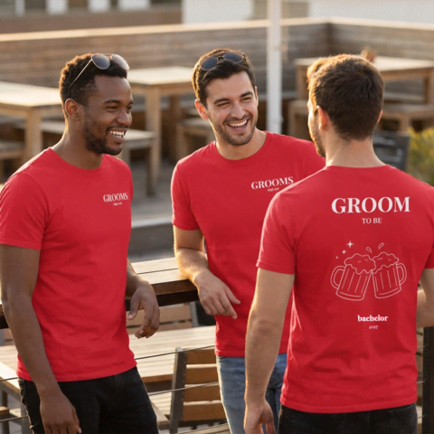 3 shirts rood bedrukt
