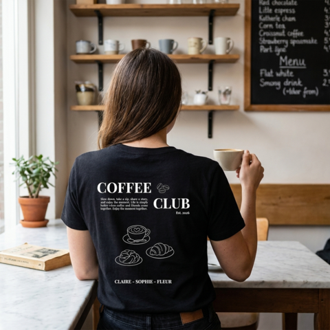 T-shirt zwart coffee club