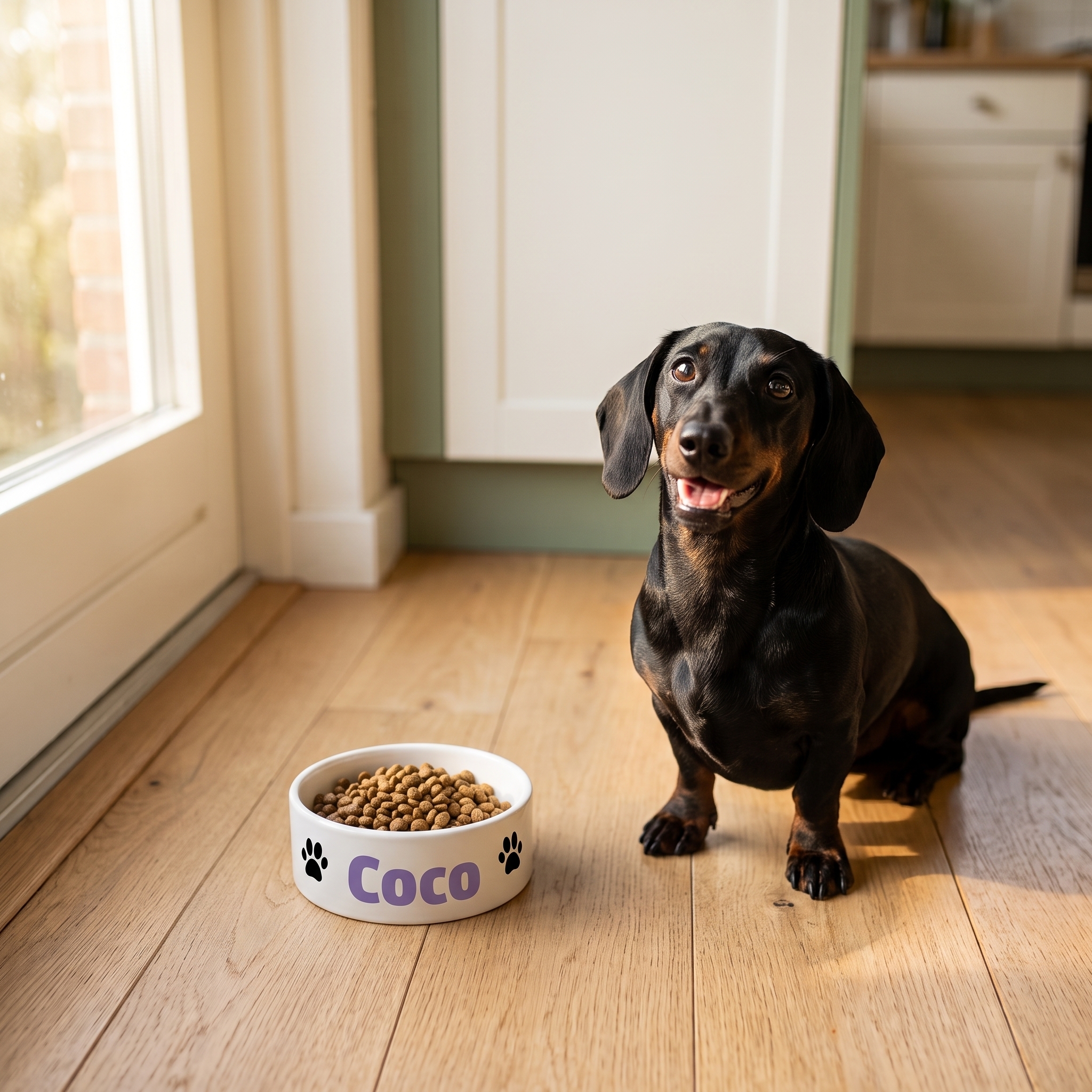Voerbak met naam coco