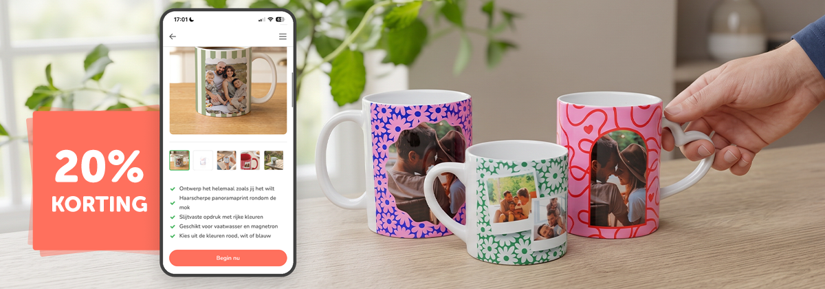 App only: 20% korting op mokken
