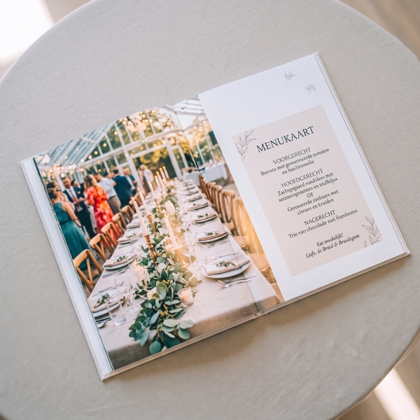 Trouwfotoboek met menukaart Trouwfotoboek met menukaart