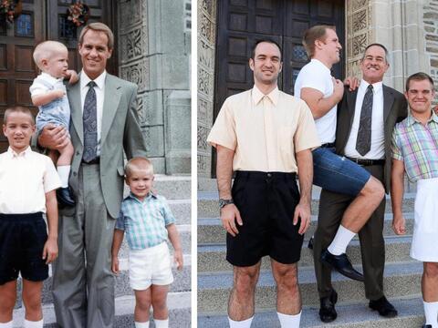 Oude foto's namaken met familieleden Oude foto's namaken met familieleden
