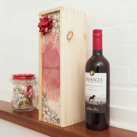 Wijnkist Wijnkist met de tekst: Fijne kerst! erop