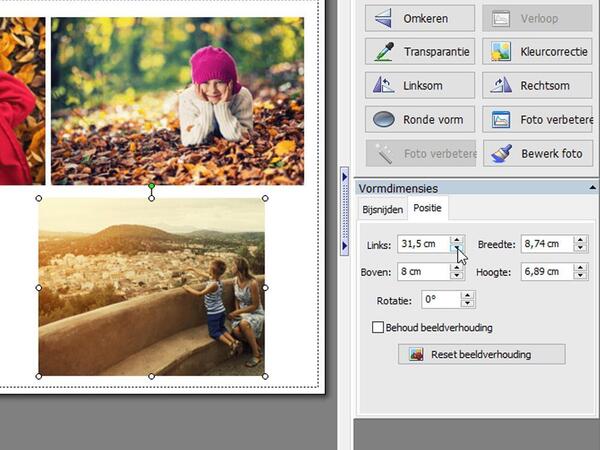 Foto's uitlijnen met behulp van positie Foto's uitlijnen met behulp van positie